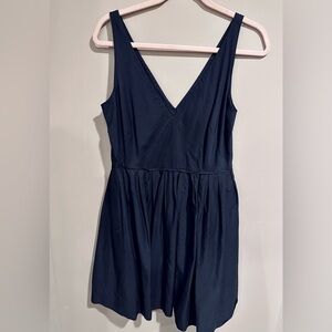 J. CREW FIT & FLARE NAVY BLUE COTTON DRESS W/POCKETS-8
